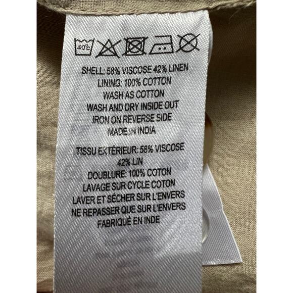 FRENCH CONNECTION TOP WOMENS 2 BIRDIE LINEN BLEND HALTER VEST BLOUSE TAN NEW - Picture 12 of 13